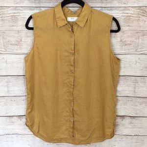 Uniqlo Linen Sleeveless Button Up Shirt Large